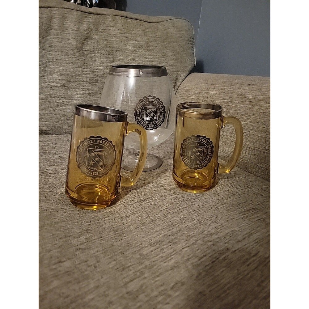 New Hampton School Glass Mugs & Extra Large Snifter NH New Hampshire Alumni Vtg